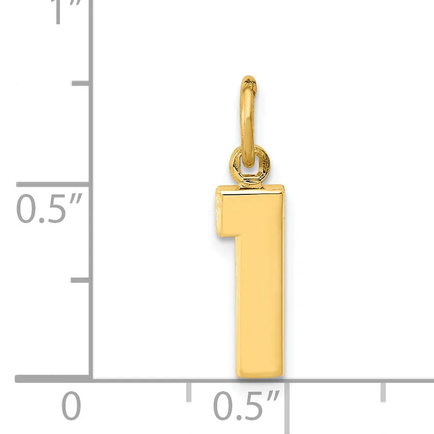 14k yellow gold small polished number 1 Pendant