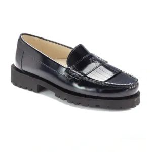 2637 - Navy Polished Leather Hard Loafer for Girl/Boy by London Kids
