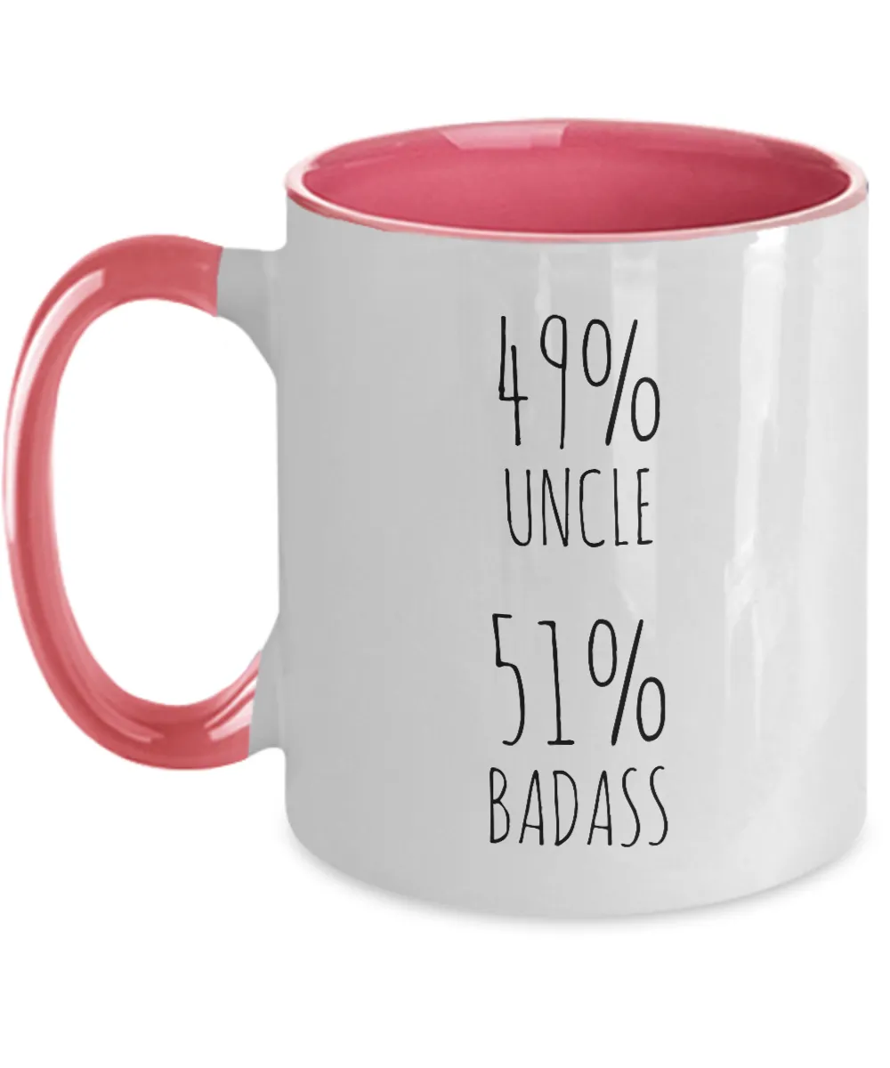 49% Uncle 51% Badass Two-Tone Mug Coffee Cup Funny Gift