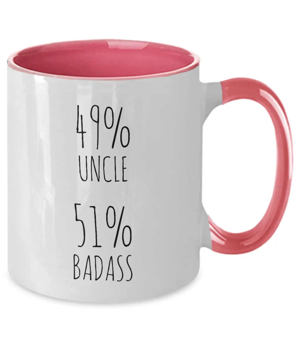 49% Uncle 51% Badass Two-Tone Mug Coffee Cup Funny Gift