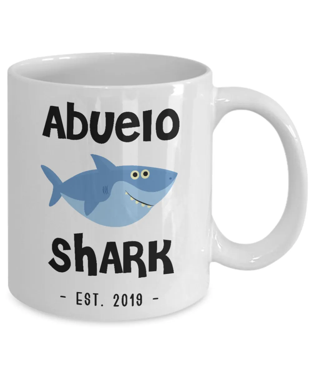 Abuelo Shark Mug New Abuelo Est 2019 Coffee Cup Do Do Do Expecting Abuelos Pregnancy Reveal Announcement Gifts