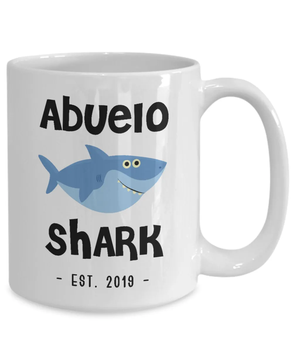 Abuelo Shark Mug New Abuelo Est 2019 Coffee Cup Do Do Do Expecting Abuelos Pregnancy Reveal Announcement Gifts