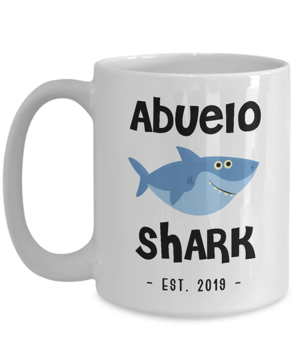 Abuelo Shark Mug New Abuelo Est 2019 Coffee Cup Do Do Do Expecting Abuelos Pregnancy Reveal Announcement Gifts
