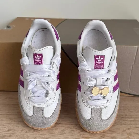 Adidas Originals Samba OG &quot;White/Purple Burst/Gum&quot; Toddler Sneakers- SZ 10 C