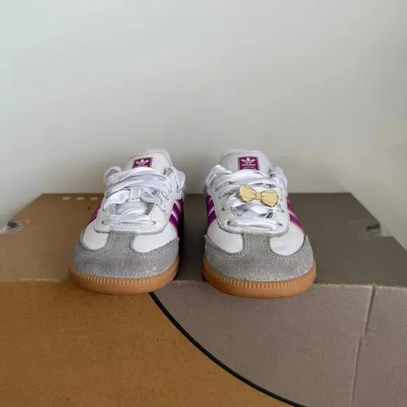 Adidas Originals Samba OG &quot;White/Purple Burst/Gum&quot; Toddler Sneakers- SZ 10 C