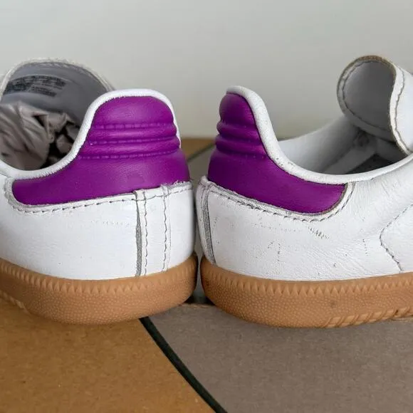 Adidas Originals Samba OG &quot;White/Purple Burst/Gum&quot; Toddler Sneakers- SZ 10 C