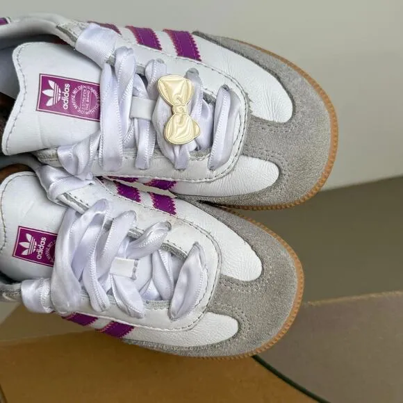 Adidas Originals Samba OG &quot;White/Purple Burst/Gum&quot; Toddler Sneakers- SZ 10 C
