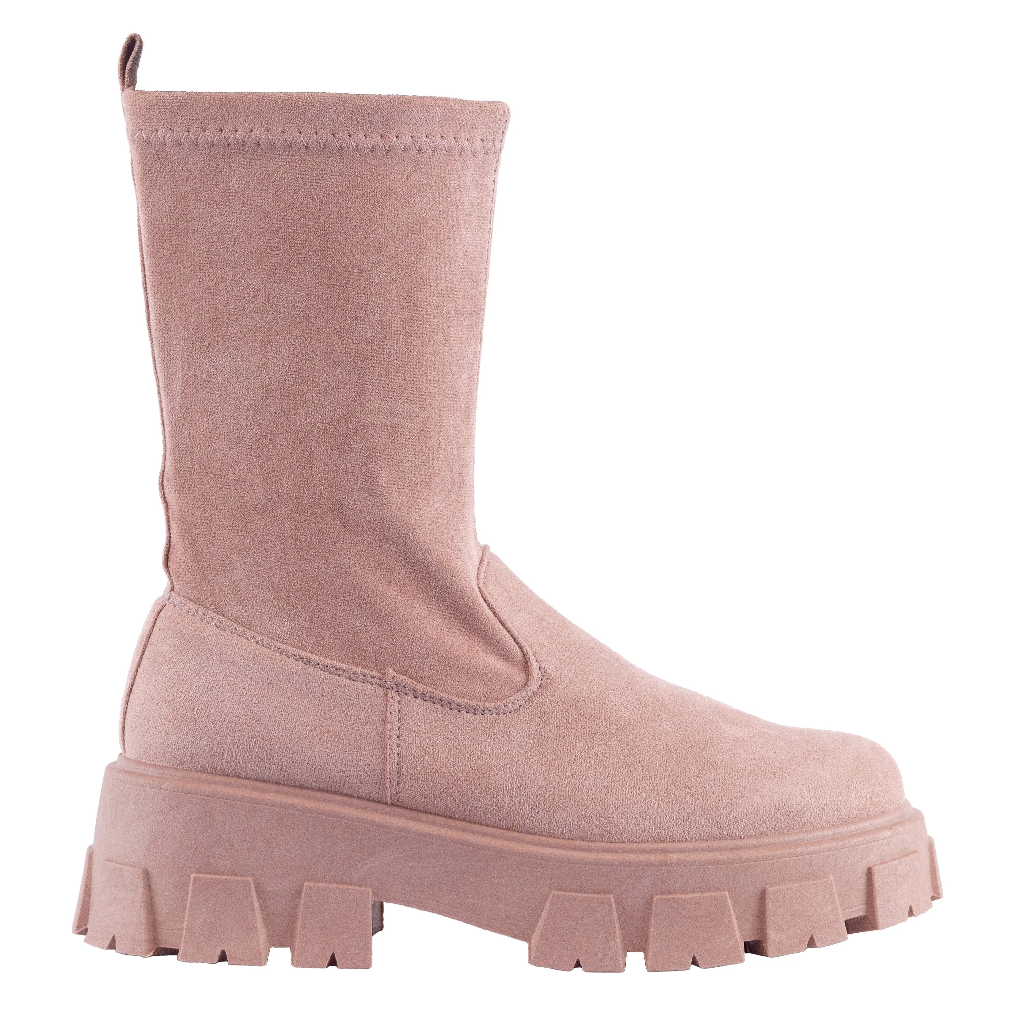Aiko - Women's Faux Suede Combat Boots, Pull-On Style, Perfect for Adding a Bold Touch to Your Outfits