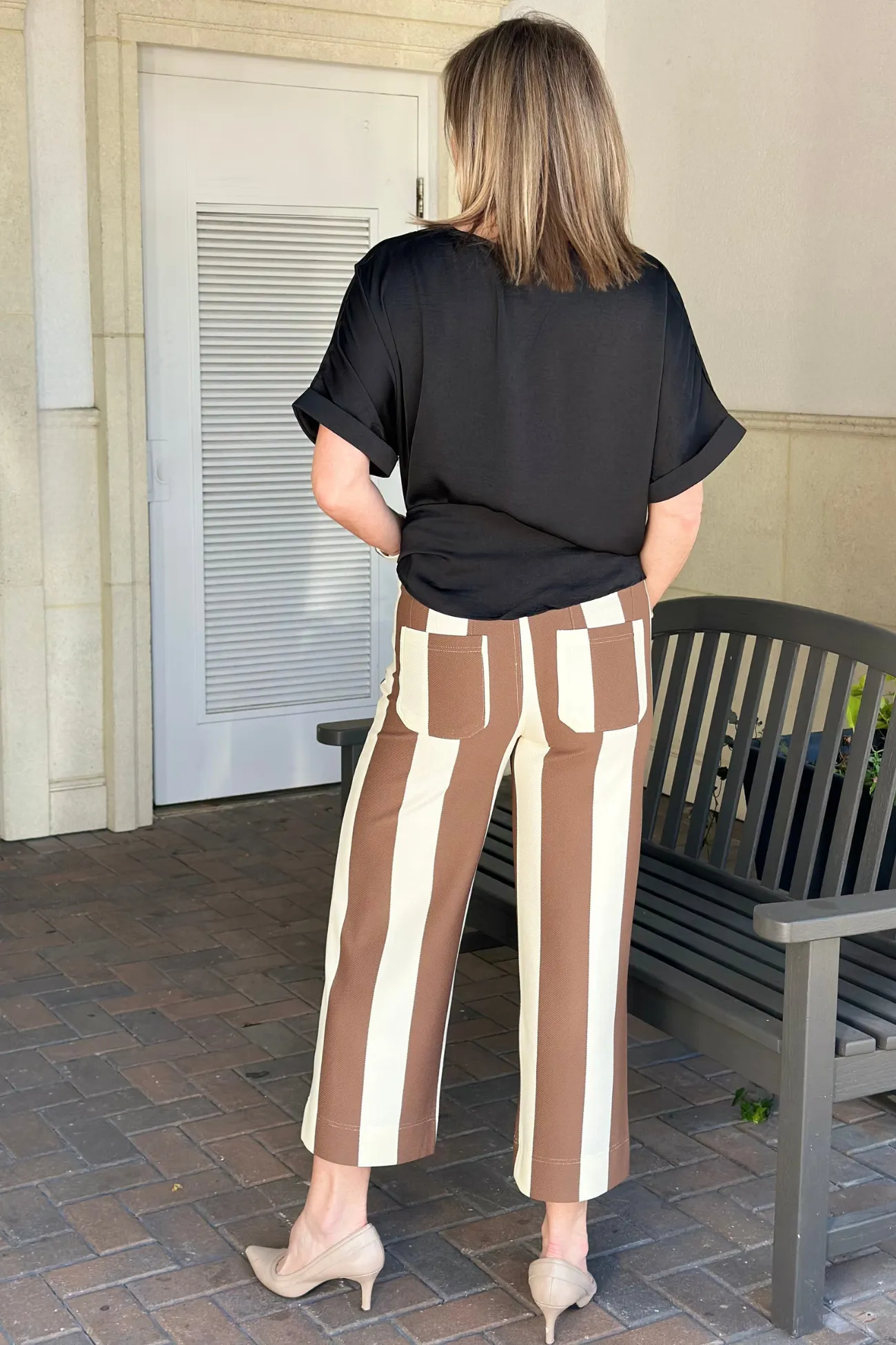 Be Bold Striped Brown Cropped Pant