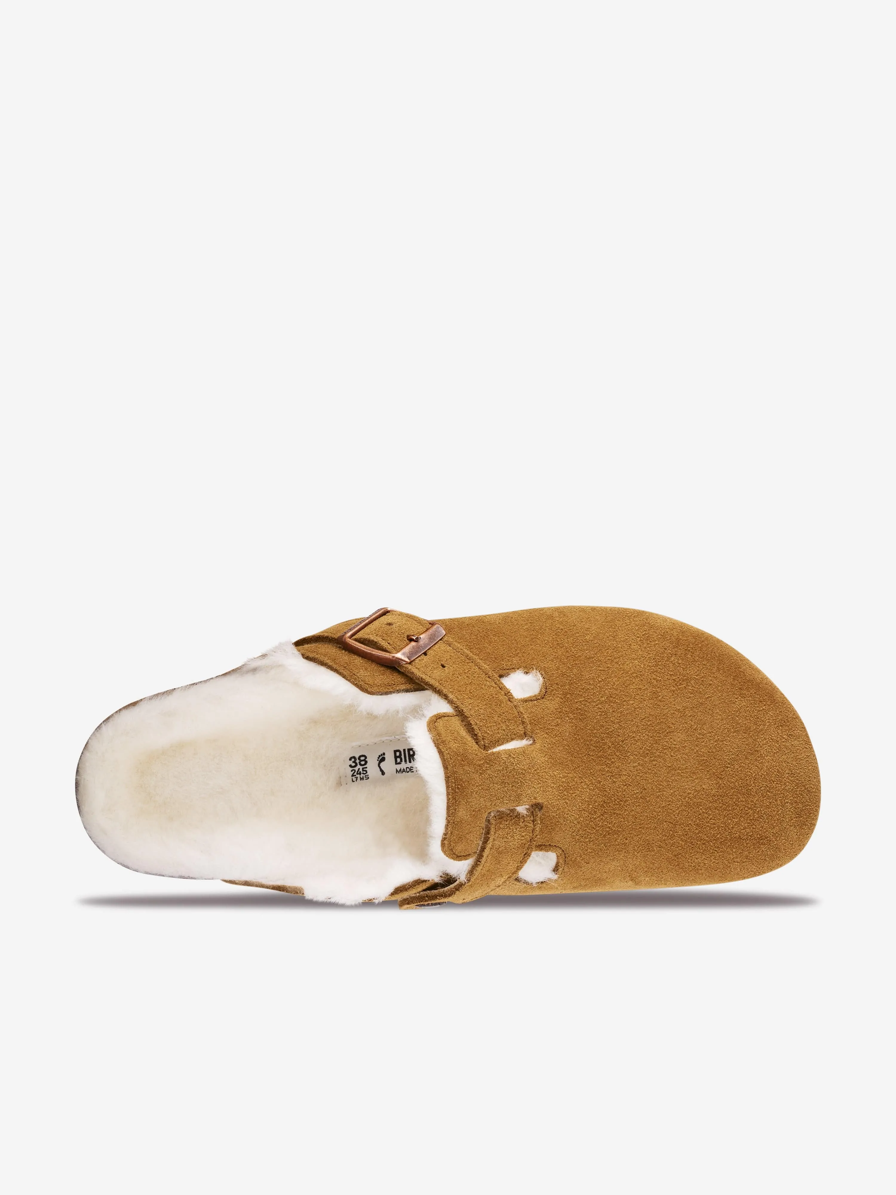 BIRKENSTOCK Boston Shearling Suede Clogs in Brown
