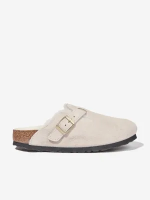 BIRKENSTOCK Boston Shearling Suede Clogs in White