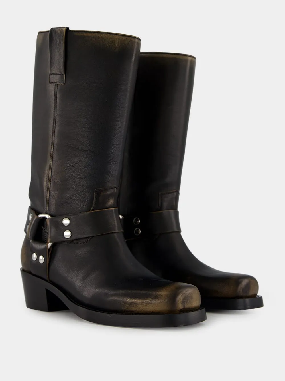 Black Roxy Brushed Leather Boots