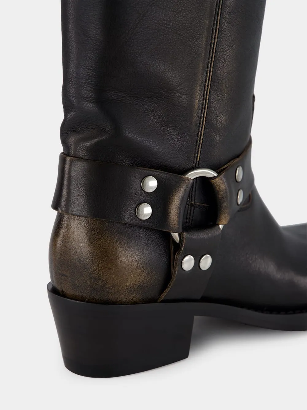 Black Roxy Brushed Leather Boots