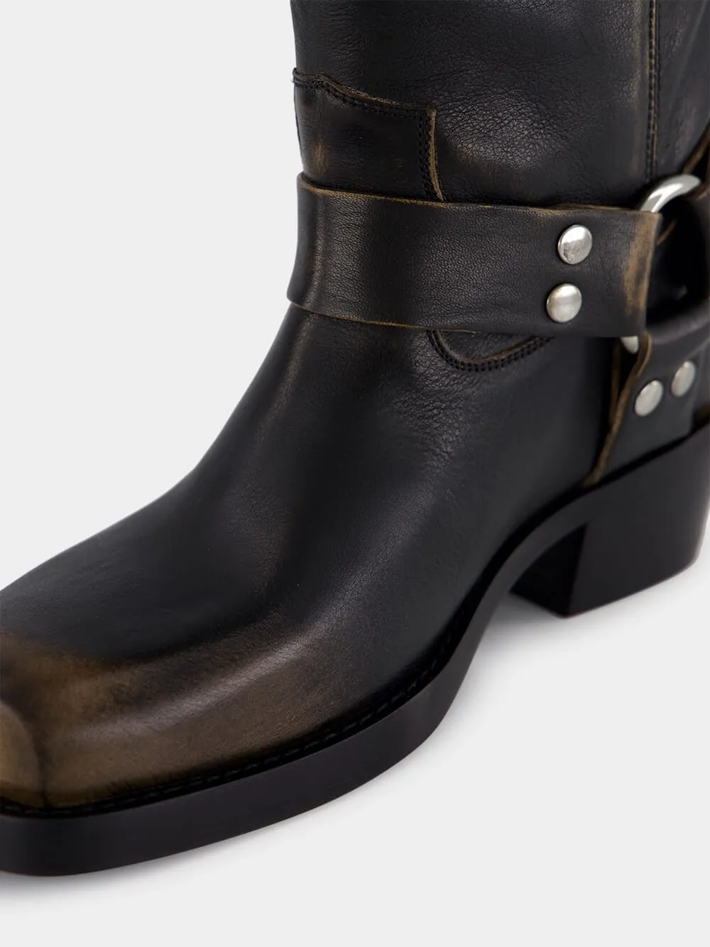 Black Roxy Brushed Leather Boots