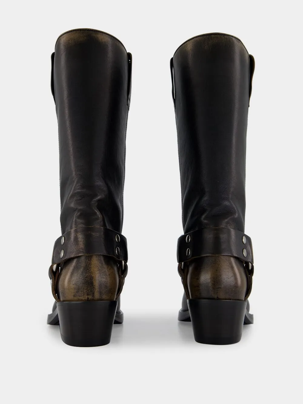 Black Roxy Brushed Leather Boots