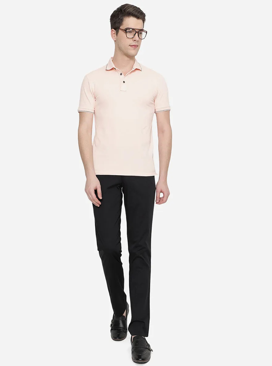 Black Solid Uno Fit Casual Trouser | JadeBlue