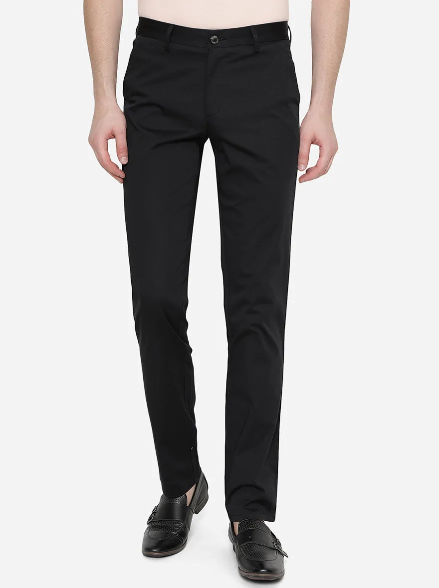 Black Solid Uno Fit Casual Trouser | JadeBlue