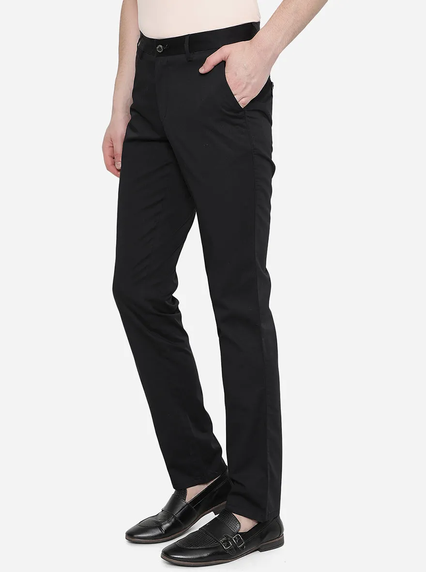 Black Solid Uno Fit Casual Trouser | JadeBlue