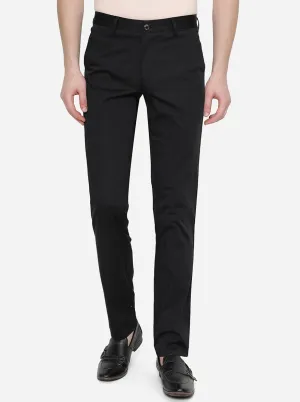 Black Solid Uno Fit Casual Trouser | JadeBlue