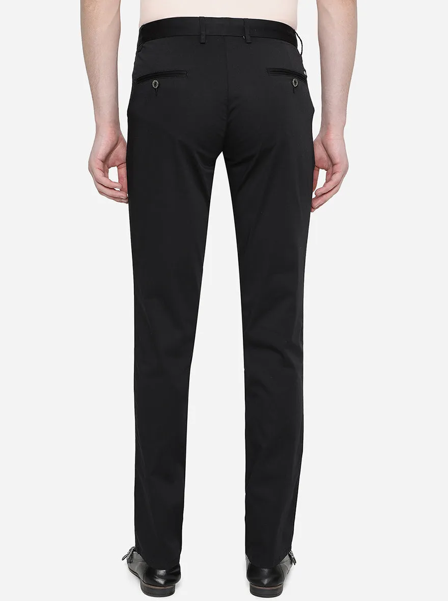 Black Solid Uno Fit Casual Trouser | JadeBlue