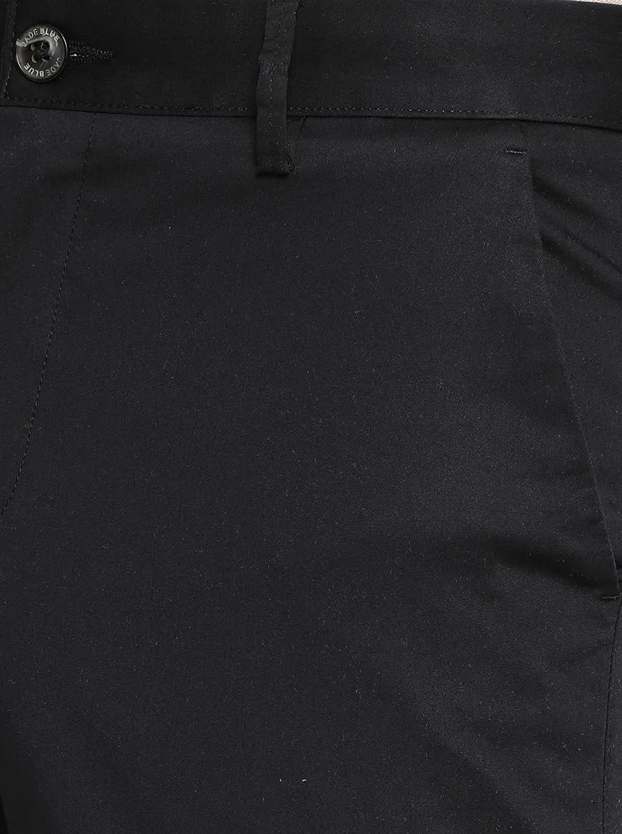 Black Solid Uno Fit Casual Trouser | JadeBlue