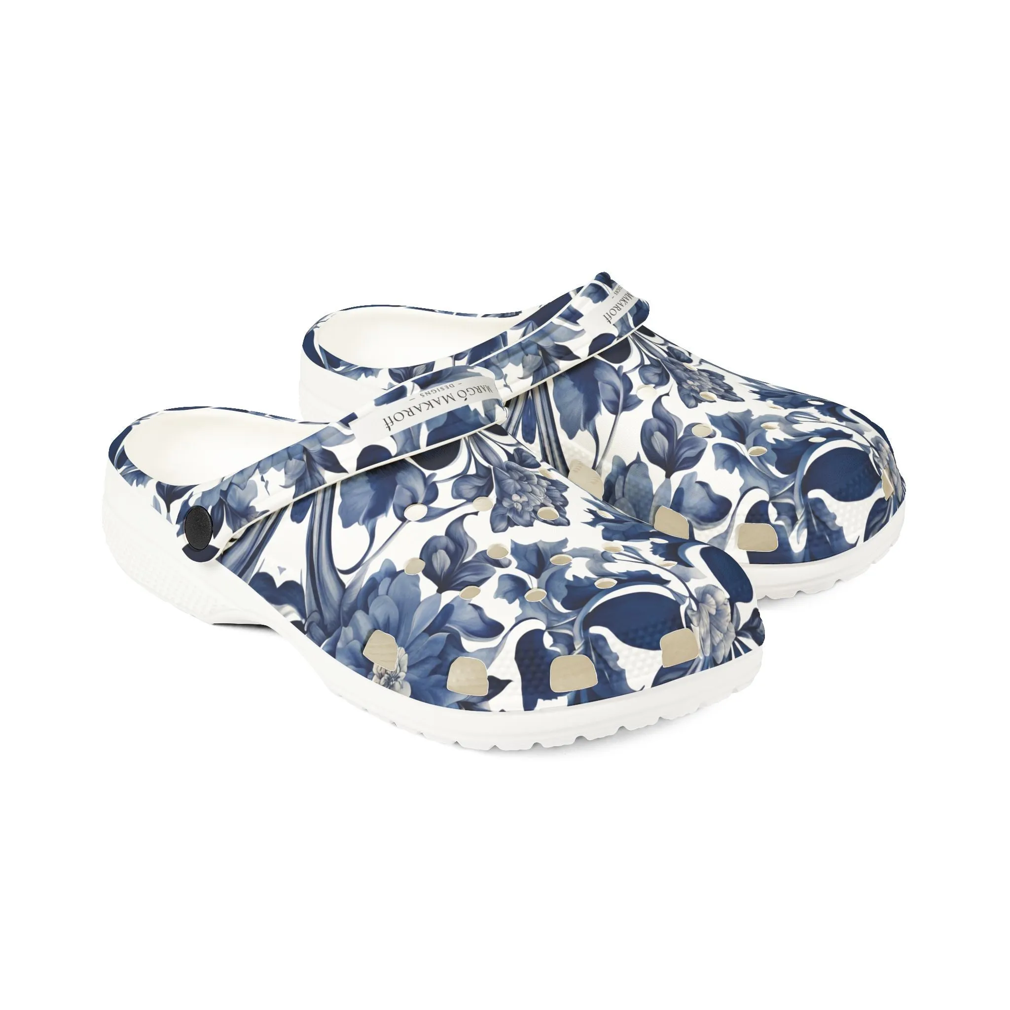 Blue Majolica EVA Foam Clogs - Margo Makaroff - Personalization Available