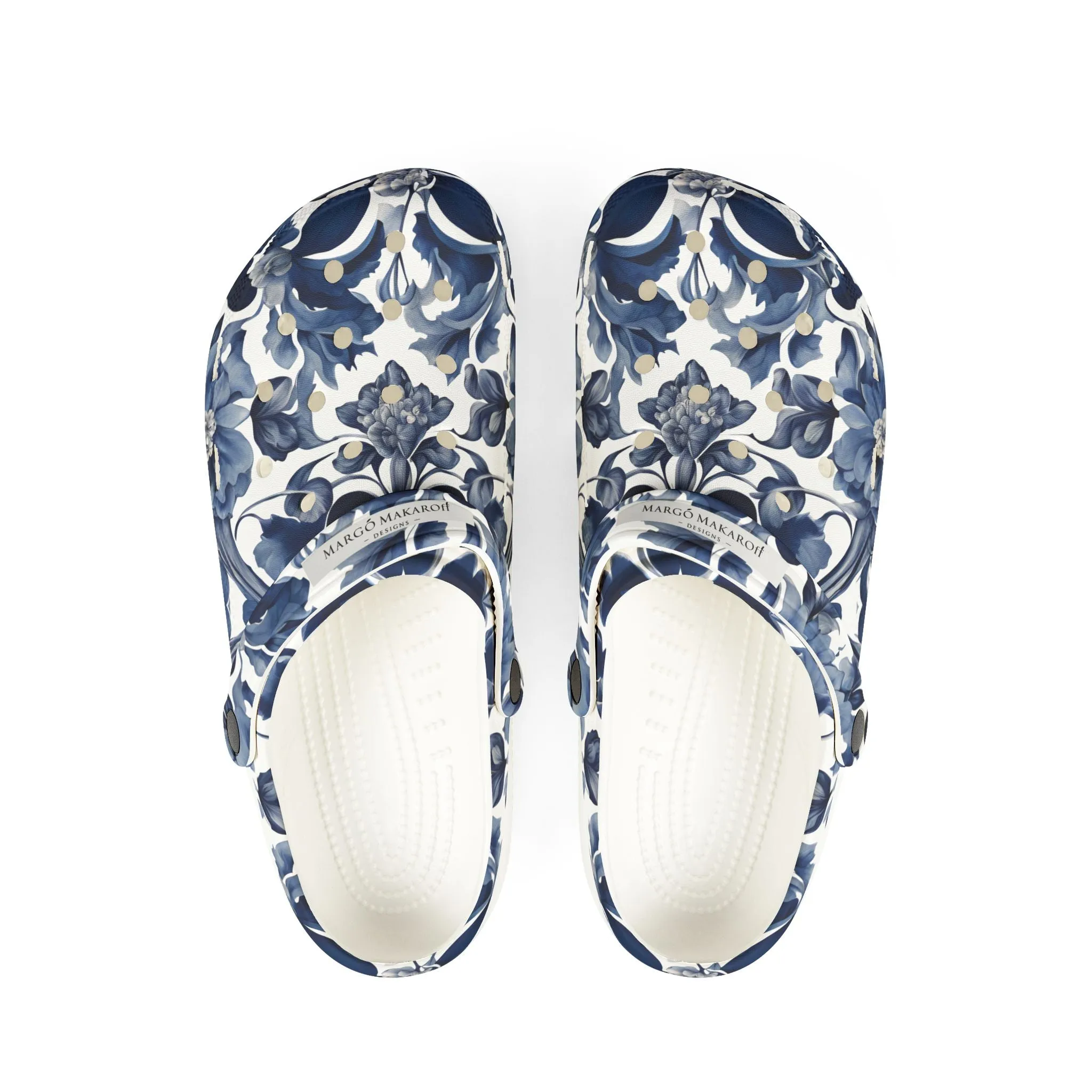 Blue Majolica EVA Foam Clogs - Margo Makaroff - Personalization Available