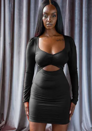 Bold Cutout Long-Sleeve Bodycon Mini Dress