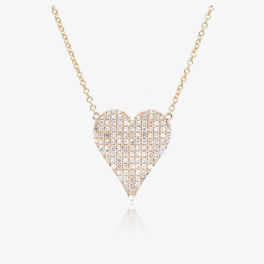 Bold Pavé Diamond Heart Gold Necklace
