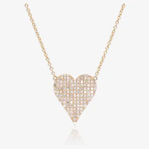Bold Pavé Diamond Heart Gold Necklace