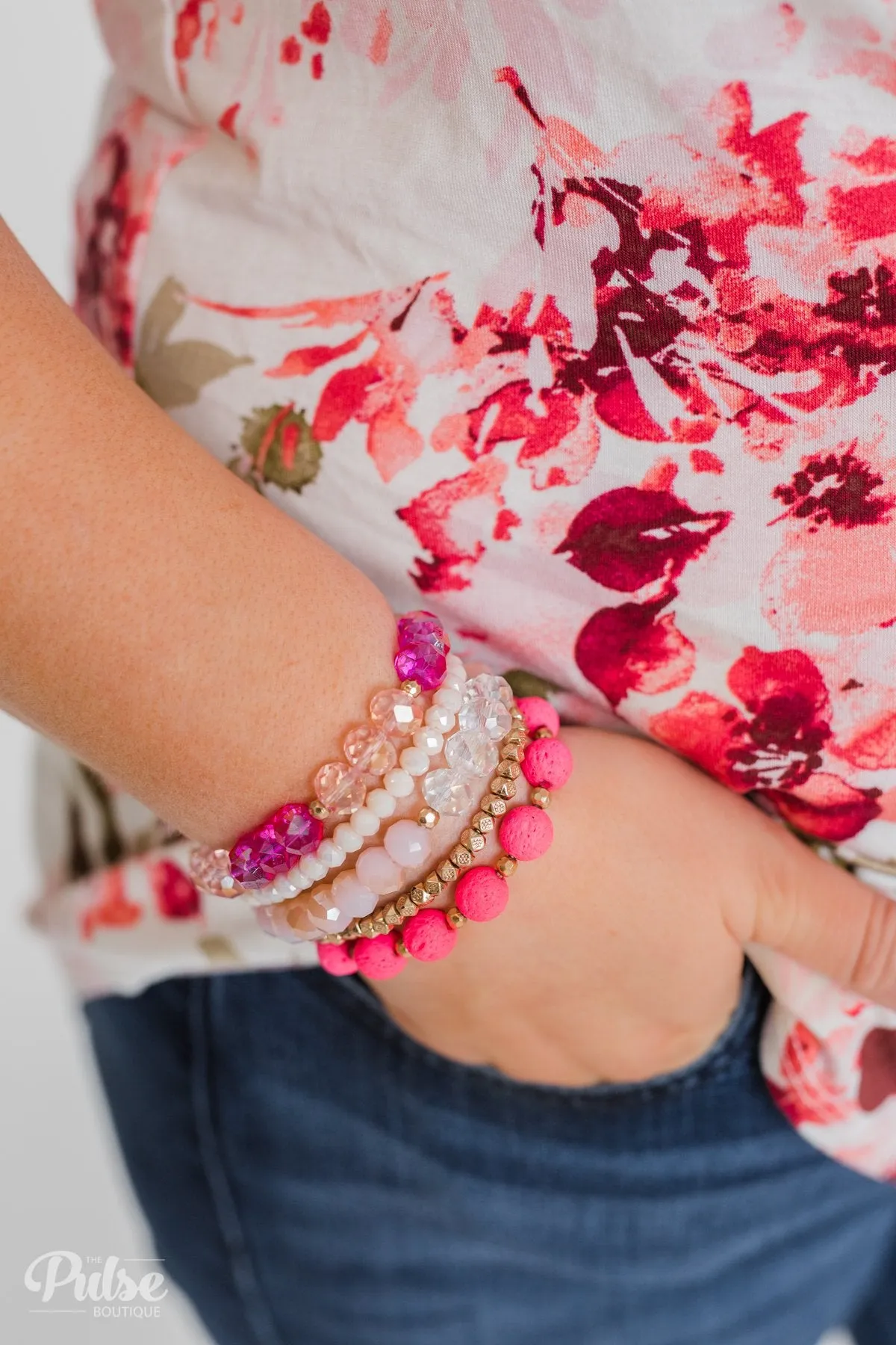 Bold Pink 5 Layer Bracelet Set