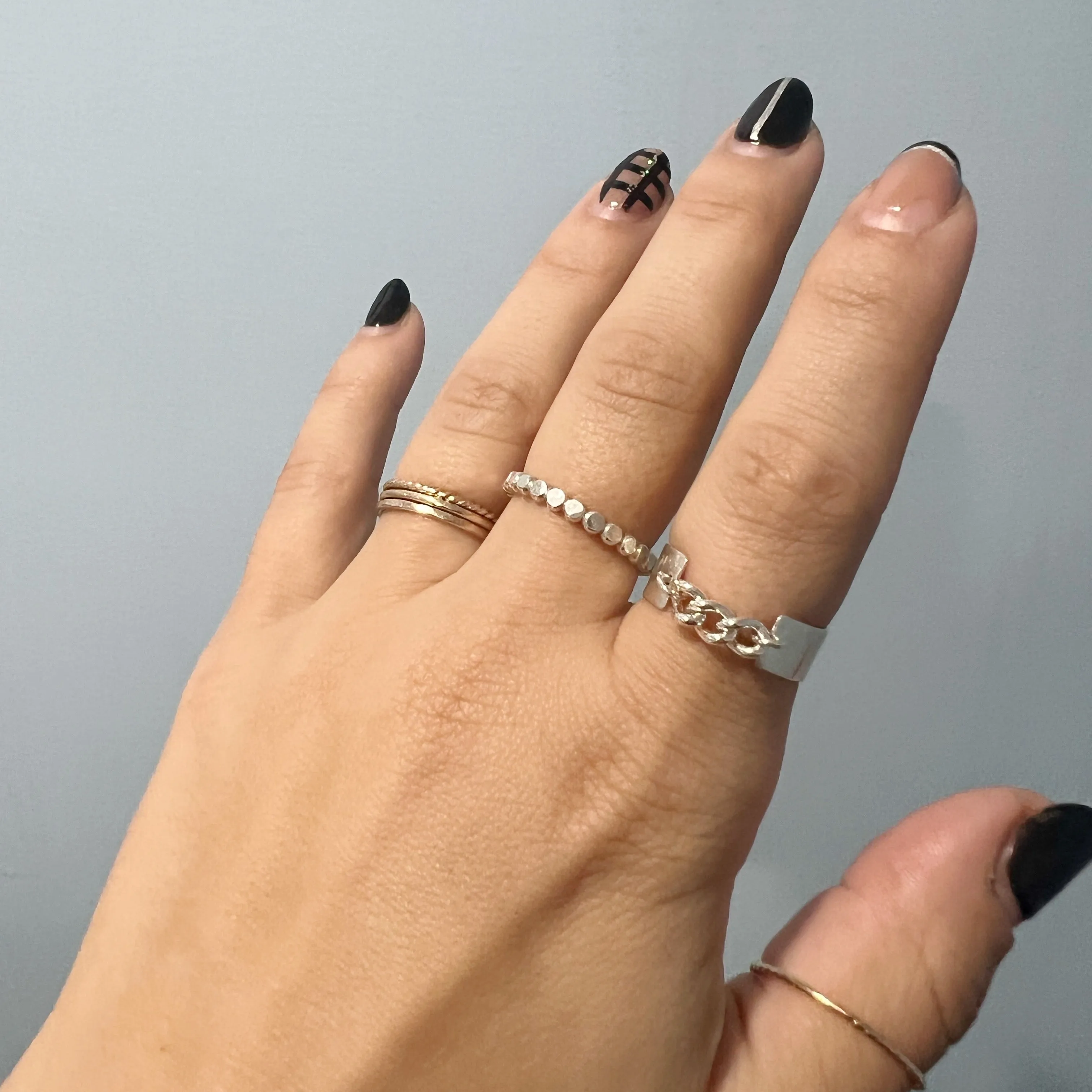 Bold Sterling Silver Corset Chain Ring