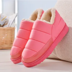 boots women and men waterproof boots solid colors unisex snow boots flat slip-on soft cotton warm shoes