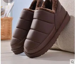 boots women and men waterproof boots solid colors unisex snow boots flat slip-on soft cotton warm shoes