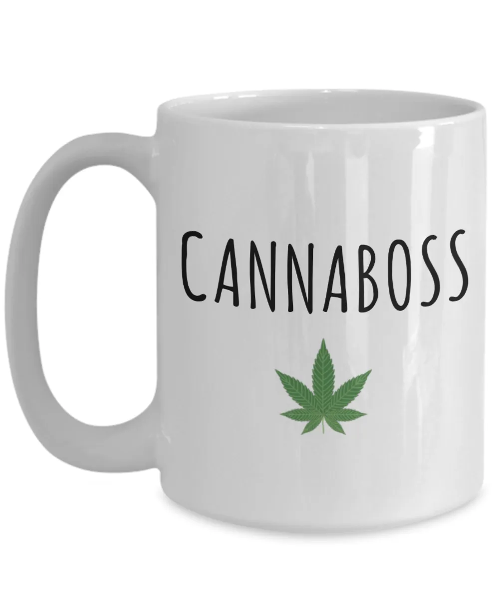 Cannaboss Mug Weed Leaf Cannabis Coffee Cup Marijuana Grower Gift New Dispensary Owner Gifts