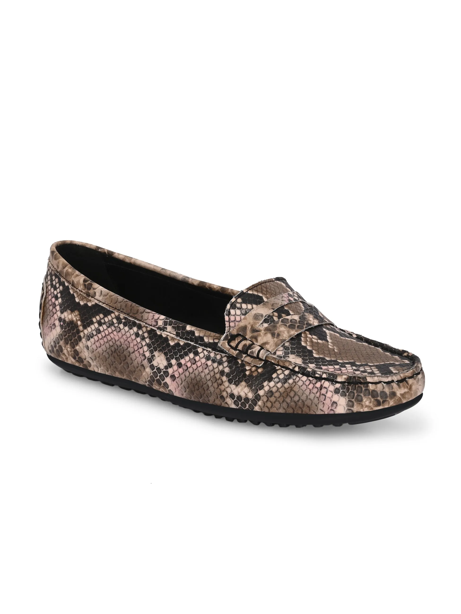 CARLO ROMANO BY WASAN MULTI COLOR VEGAN LEATHER SNAKE PRINT MOCCASIN FOR WOMEN