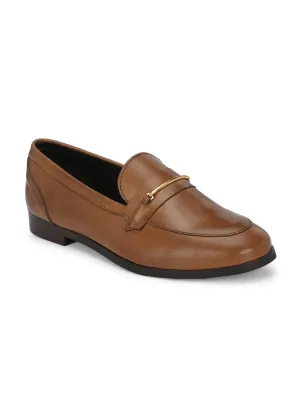 CARLO ROMANO GENUINE BURNISH LEATHER TAN COLOR MOCCASIN SHOE FOR WOMEN