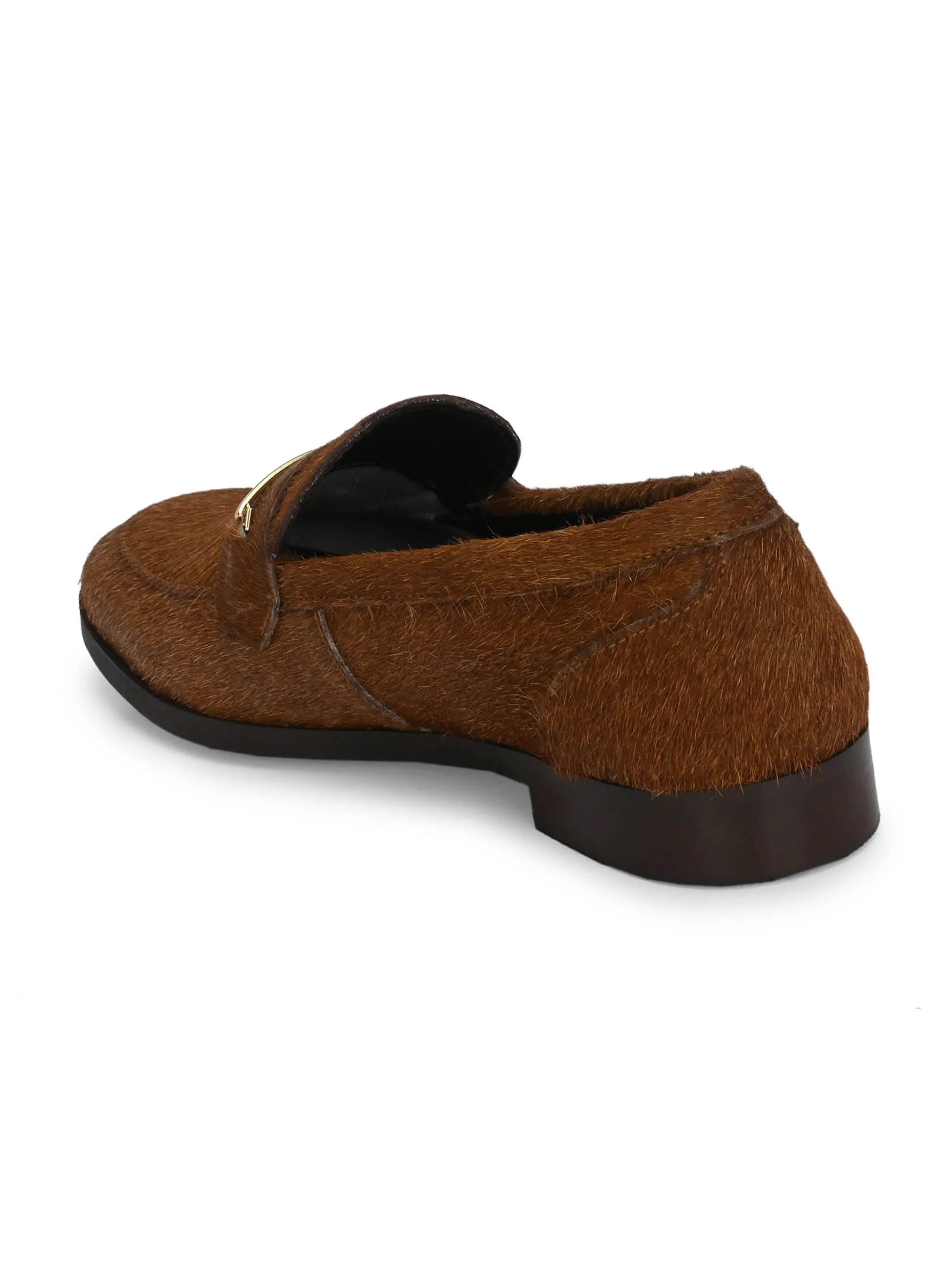 CARLO ROMANO HAIR OR FUR LEATHER BROWN COLOR MOCCASIN SHOE FOR WOMEN