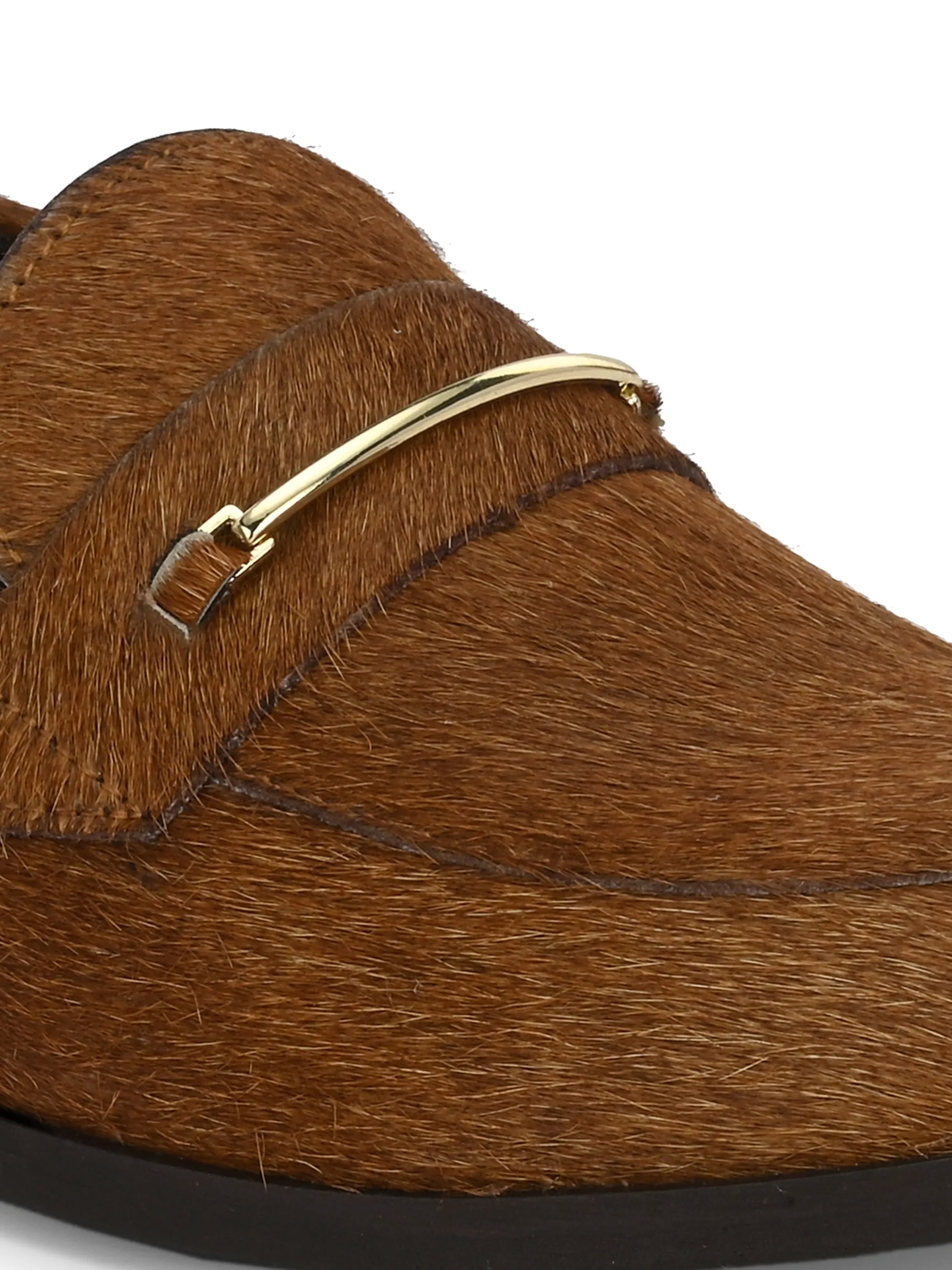 CARLO ROMANO HAIR OR FUR LEATHER BROWN COLOR MOCCASIN SHOE FOR WOMEN