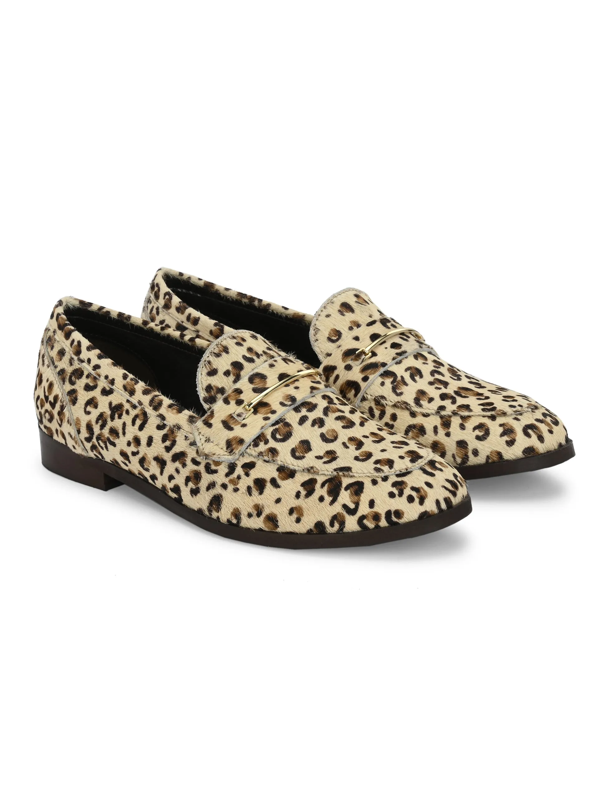 CARLO ROMANO HAIR OR FUR LEATHER OFF WHITE COLOR MOCCASIN SHOE FOR WOMEN
