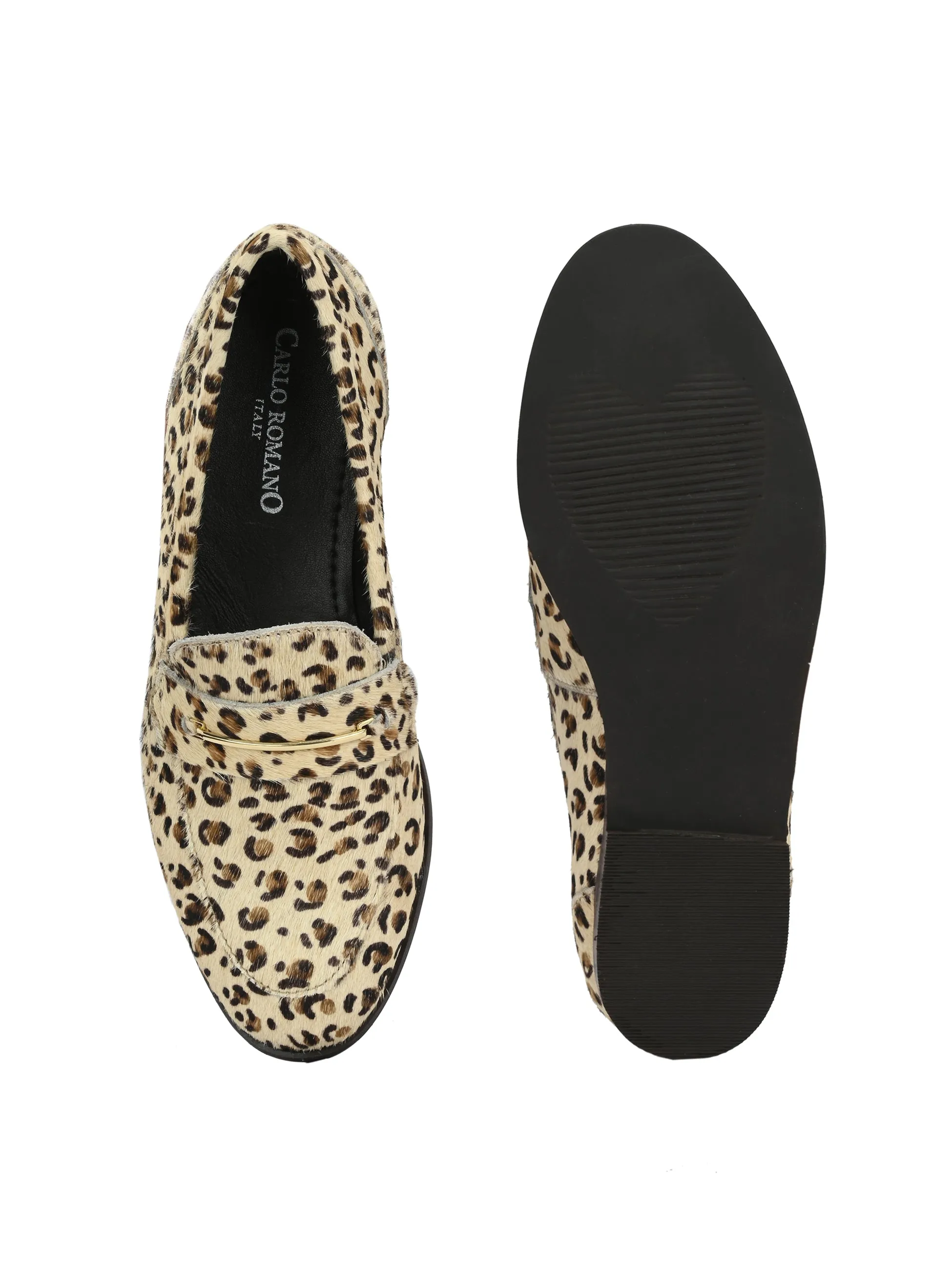 CARLO ROMANO HAIR OR FUR LEATHER OFF WHITE COLOR MOCCASIN SHOE FOR WOMEN