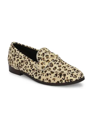 CARLO ROMANO HAIR OR FUR LEATHER OFF WHITE COLOR MOCCASIN SHOE FOR WOMEN