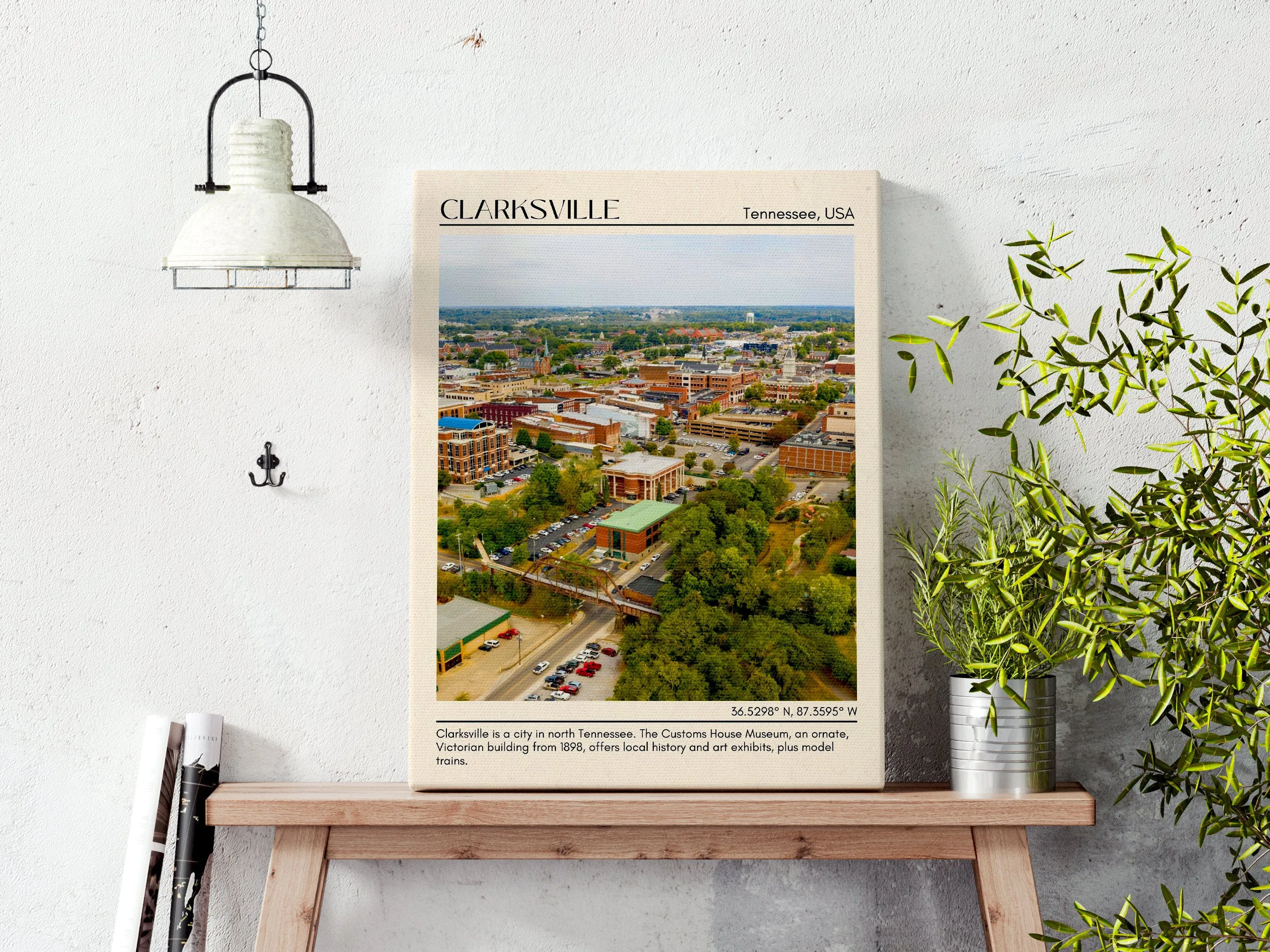 Clarksville Minimal Wall Art, Tennessee, USA