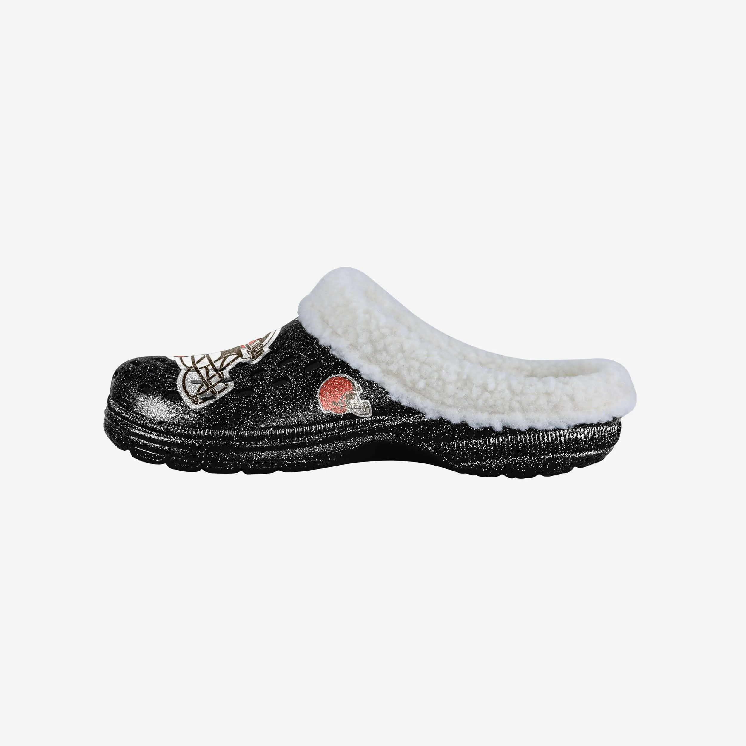 Cleveland Browns Womens Sherpa Lined Glitter Clog