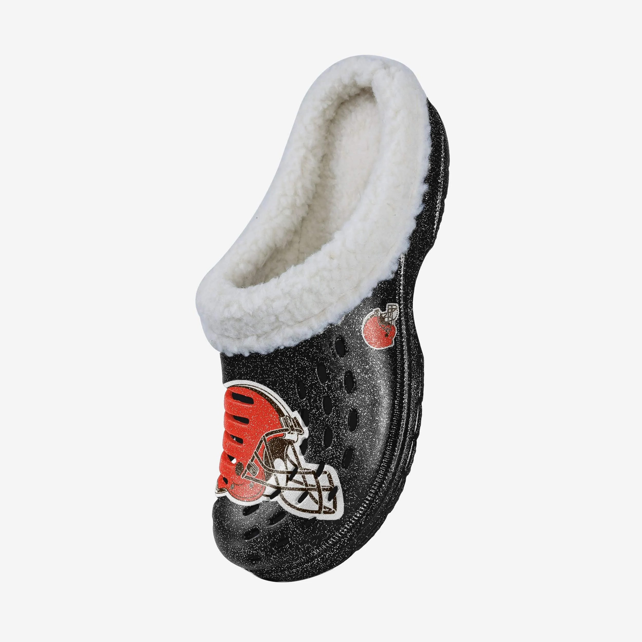 Cleveland Browns Womens Sherpa Lined Glitter Clog