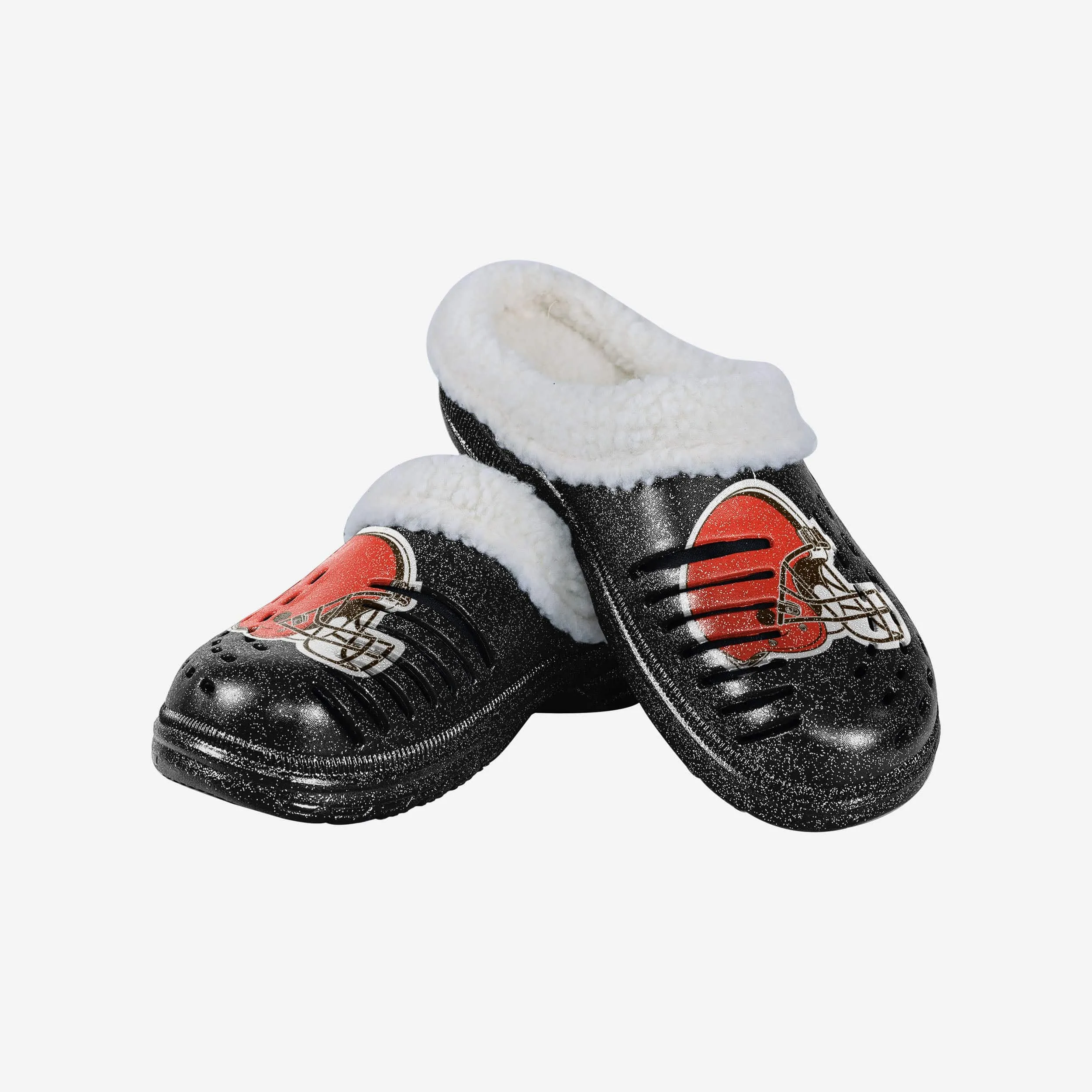 Cleveland Browns Womens Sherpa Lined Glitter Clog