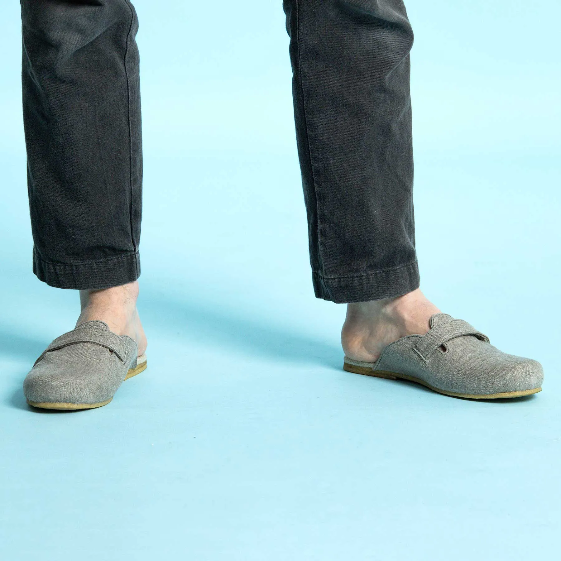 COLORADO SPRINGS Organic Linen Clogs Slipon Mules (Natural Rubber Soles) (Men's 7-13)