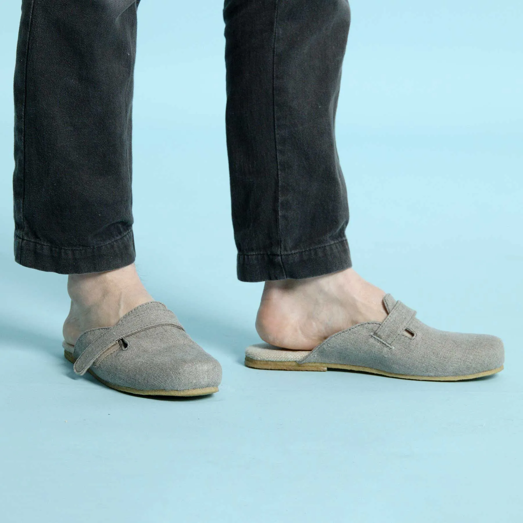 COLORADO SPRINGS Organic Linen Clogs Slipon Mules (Natural Rubber Soles) (Men's 7-13)