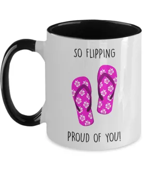 Congratulations So Flipping Proud Of You Two-Tone Mug Coffee Cup Funny Gift