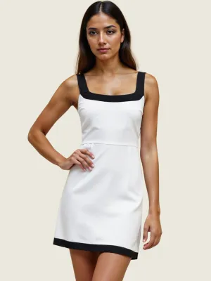Contrast Border Fit Flare Mini Tank Dress